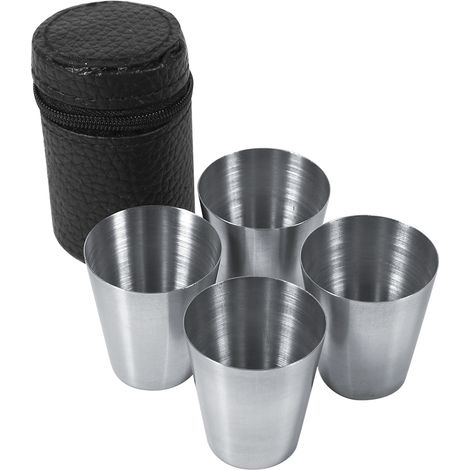 Tasse à café et mug à bière en acier inoxydable portable 30ml, idéal pour les voyages (4 pièces)