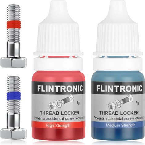 Frein Filet, Thread Lock, (5ml + 5ml) Adhésif de Force Moyenne et Forte pour Écrous, Boulons, Fixations Métalliques, Fixations Métalliques, Empêche Le Desserrage, Anti-Corrosion (1/5)