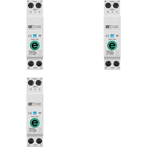 3 interrupteurs intelligents Ewelink 1P+N 63A 110V/220V avec Wi-Fi, compteur d'énergie, mesure de kWh, disjoncteur et relais temporisé (1/5)
