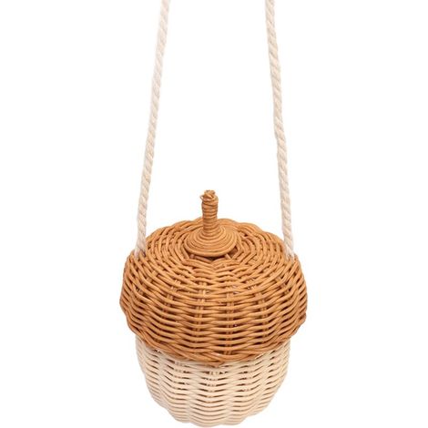Panier en rotin tressé main pour enfants, forme gland, idéal pour photos filles et garçons, petit sac bandoulière. (1/5)