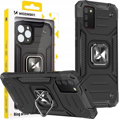 Custodia ibrida Wozinsky Ring Armor con supporto magnetico per Samsung Galaxy A03s, colore nero (1/5)
