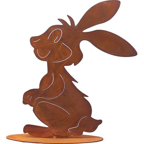 Lapin de Pâques Herbert Décoration de Jardin et Intérieur en Métal Patiné Effet Rouille 32 cm - PANGIVO (1/5)