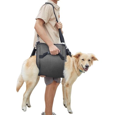Porteur pour Chien Sling, Sac à Dos d'urgence pour Le Soutien des Pattes d'animal de Compagnie et Harnais de Levage pour Chiens, Porte-Chien pour Chiens âgés souffrant d'arthrite(XL, Noir) (1/5)