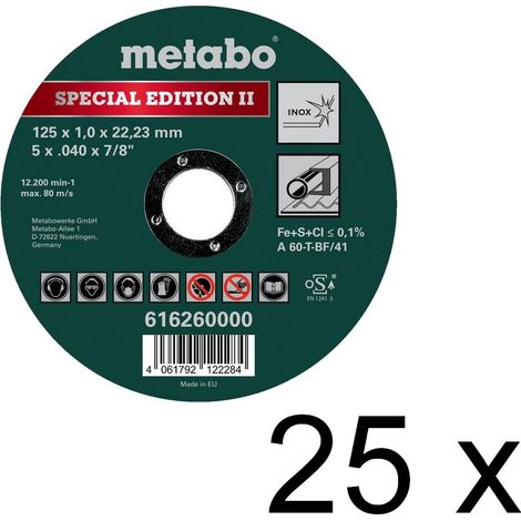 Metabo Trennscheibe Special Edition II 125x1x22,23 Inox TF 41 25 Stück 616260000