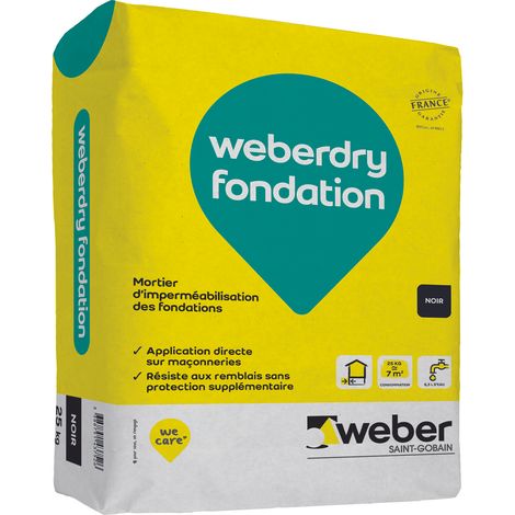 Weber Saint-Gobain Imperméabilisant des fondations, Noir, 25kg, Weberdry fondation (1/2)
