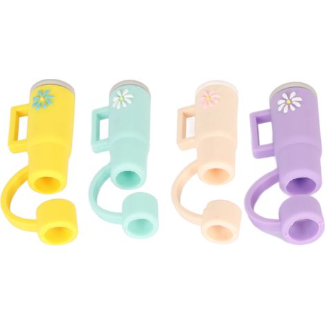 4 Bouchons de Paille Silicone Réutilisables, Capuchons Anti-Poussière pour Pailles, Embouts de Protection Mini, Accessoires de Bar pour Intérieur et Extérieur (1/5)