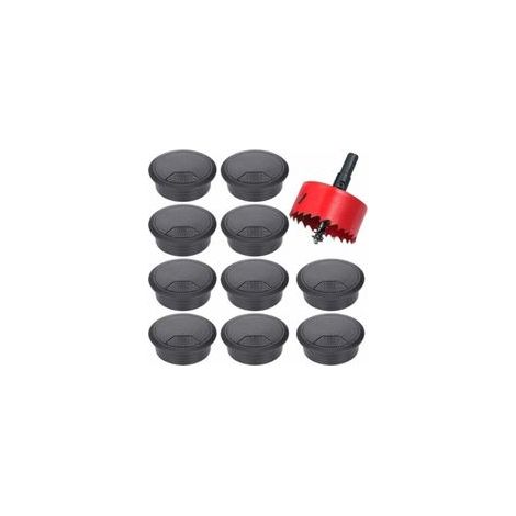 Vente chaude-10Pcs Passe-Câble Bureau, Passe-Câble pour Ordinateur 60mm avec Scie Cloche, Cache-câble pour Câble Rond, Organiseur de Fil pour la Maison et le Bureau,,de (1/4)
