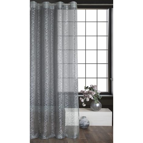 Home Collections Amanda Rideau à Mailles avec Oeillets - 1 pièce. Semi-Transparent Rideau, Draperies, Décorations d'intérieur de Fenêtre de Salon, Chambre, Cuisine, 140x250 cm, Gris (1/5)