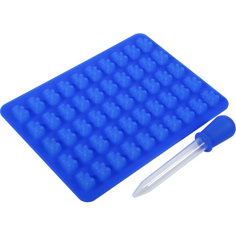 Moule à glaçons en silicone bleu royal 50 cavités ours pour chocolat, fabrication de bonbons, outil de pâtisserie