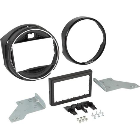 Facade autoradio 2DIN compatible avec BMW Mini ap14 Noir brillant