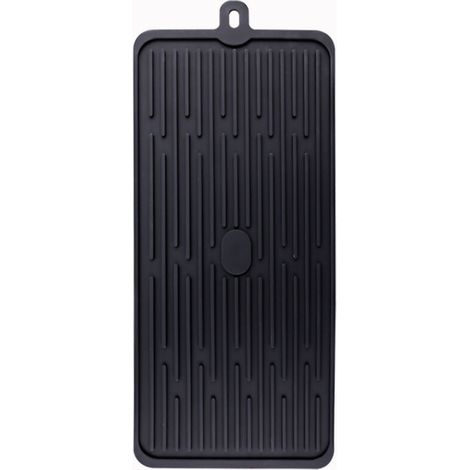 Tappetino scolapiatti da cucina in silicone nero (47 x 20 cm), griglia antiscivolo, resistente al calore e lavabile in lavastoviglie, per riporre piatti e stoviglie.