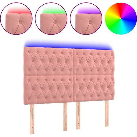 Maison Exclusive - Cabecero con luces LED terciopelo rosa 160x7x1 (1/5)