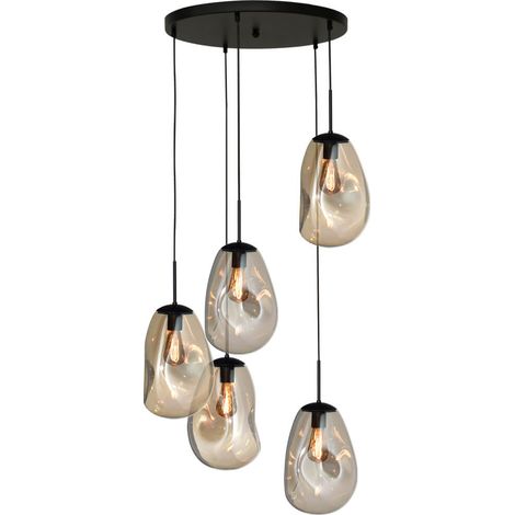 Lampe suspendue Vide Lava 5x verre doré Ø 22,5cm - 2762-05-50-5-02-60