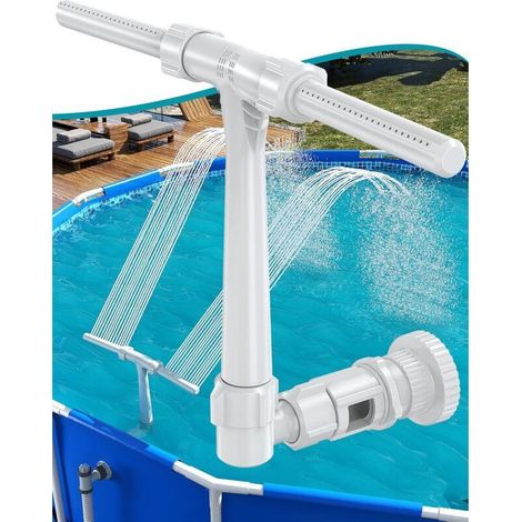 Fontaine de piscine pour piscines hors sol et hors sol, refroidisseur d'arrosage à cascade à double jet réglable pour piscines, fontaine de spa de piscine, fontaine de pulvérisation de piscine à haute