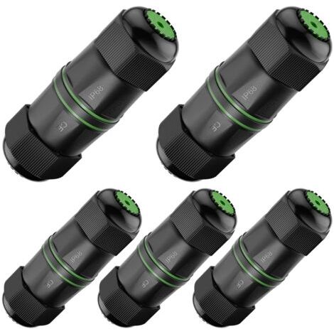 Wasserdichter RJ45-Kupplungsstecker (IP68), vergoldeter und geschirmter RJ45-Extender für den Außenbereich für CAT6/CAT5E/CAT5 PoE-Netzwerkkabel, 1 Gbit/s/250 MHz, 5er-Pack (1/5)