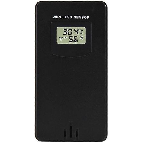 Temperatur Luftfuktighet Trådlös Sensor Hygrometer Elektronisk Digital Termometer Inomhus/Utomhus med Väderstation Svart-Perfet (1/5)