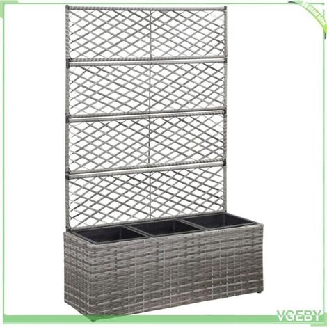 Jardinière en treillis - FAFEICY - 46935 - 3 pots amovibles - treillis intégré - résine tressée 83x30x130 cm (1/5)