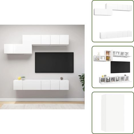 Ensemble de meubles TV 7 pcs Blanc Bois d'ingénierie - Meuble Tv - Meuble Suspendue - Meuble Hifi - Rangement - Salon (1/5)