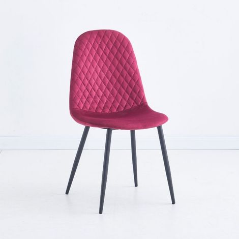Chaise Bretta avec dossier matelassé en velours rouge (1/3)