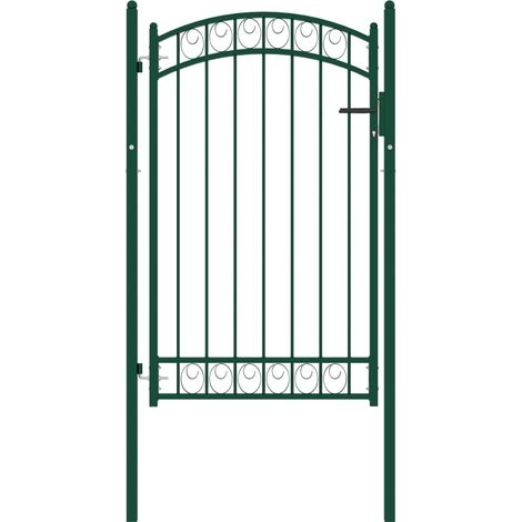 Portail de clôture avec dessus arqué Acier 100x150 cm Vert vidaXL