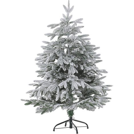 Árbol de Navidad artificial base de metal de PVC blanco 120 cm estilo escandinavo efecto nieve Bassie