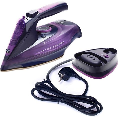 Fer à repasser sans fil 2400W – 5 vitesses réglables – Semelle en céramique anti-gouttes et anti-calcaire – Pour repassage vertical et horizontal (1/4)
