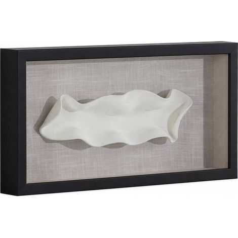 Tableau relief abstrait noir et blanc - noir, crème et blanc (1/5)