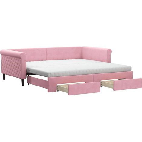 Maison Exclusive - Divano Letto Estraibile con Cassetti Rosa 100x200 cm Velluto (1/5)