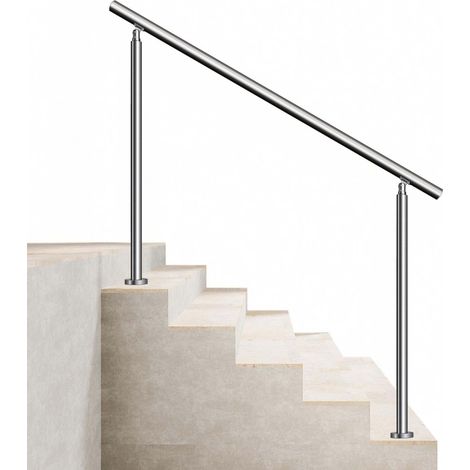 AICA Edelstahl Handlauf Geländer für Treppen Eingangs Innen & Außen Silber 150cm mit 0 Querstreben