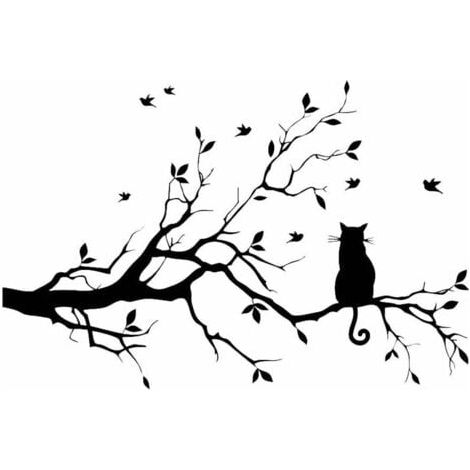 22,8 x 15 pollici Adesivi murali in vinile rimovibili per la stanza dei bambini Rami di albero Nero (1/4)