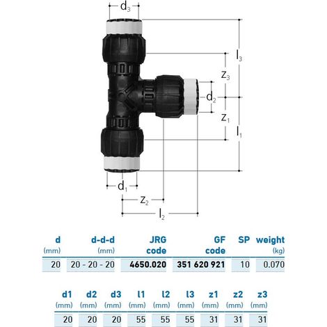JRG Sanipex MT T uguale PPSU d. 20x20x20 mm 351620921