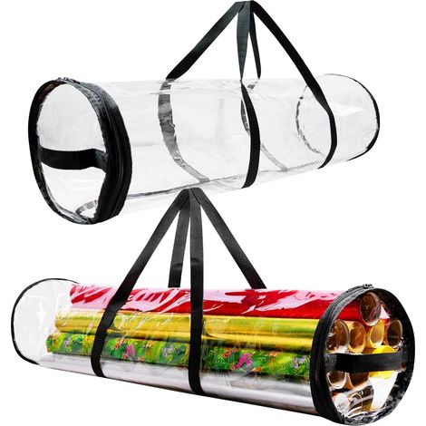 Filiyano – sac de rangement transparent – Rouleaux de rangement de 100 cm pour papier cadeau, sac de rangement transparent pour papier cadeau avec (1/5)