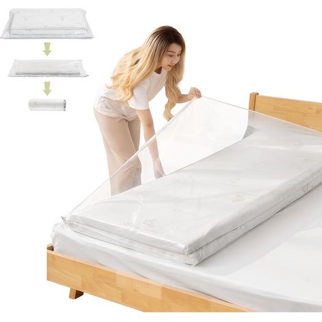 Grands sacs de rangement sous vide étanches et refermables pour matelas avec fermeture éclair (180 x 85 cm) (1/5)