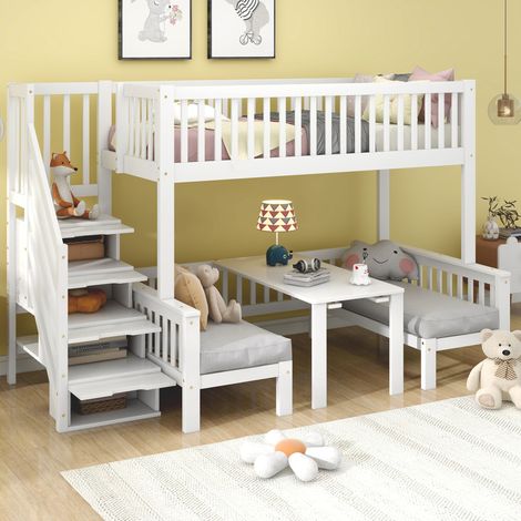 Letto contenitore con tavolo bianco 90x200 120x200 OKMYHOME (1/5)