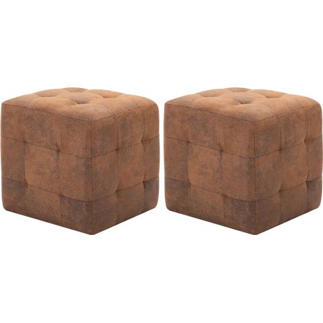 vidaXL Comodini 2 pz Marrone 30x30x30 cm in Similpelle Scamosciata (1/5)