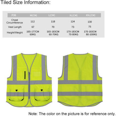 Gilet de sécurité réfléchissant haute visibilité, multipoches, vêtement de travail, sécurité, vêtements de travail, jour et nuit, pour moto et vélo. (1/4)