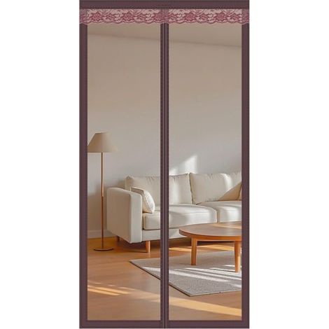Rideau de porte thermique magnétique en maille diamant avec tringle à (1/5)