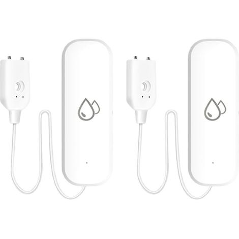 Lot de 2 détecteurs de fuites d'eau Tuya Smart Home avec capteur d'immersion Wi-Fi et alarme contrôlable via application. (1/5)