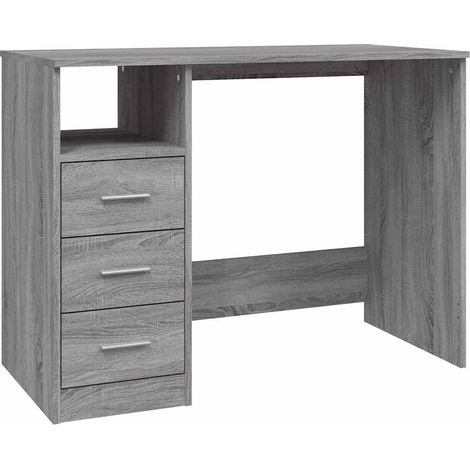 Escritorio con cajones contrachapada gris Sonoma 102x50x76 cm vidaXL