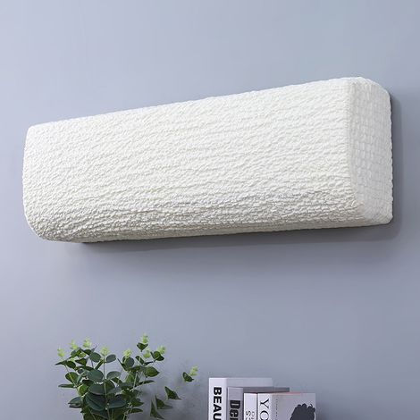 Housse de climatiseur de couleur crème en tissu élastique, fil nuage, housse anti-poussière pour climatiseur intérieur (1/5)