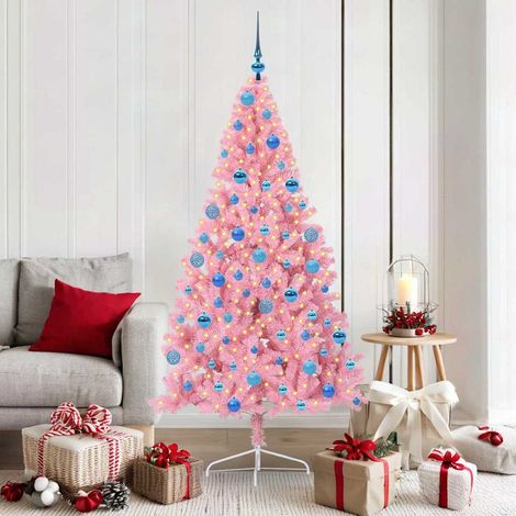 Künstlicher vorbeleuchteter Weihnachtsbaum Rosa 180 cm PVC