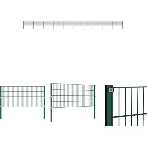 Gartenpfosten - vidaXL Zaunelement mit Pfosten Eisen 1730 x 80 cm Grün - Gartenzaunpfosten (1/5)