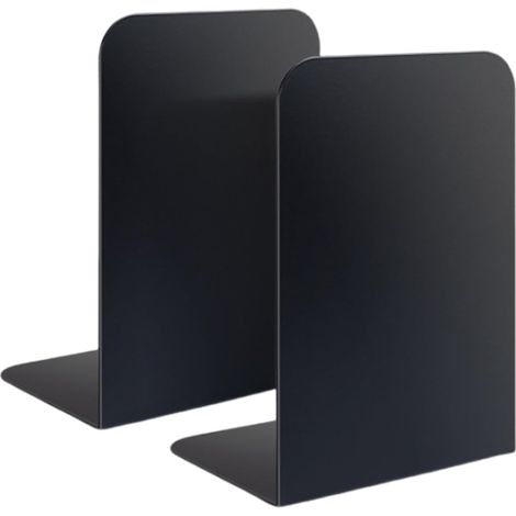 2 Pièces Serre Livre Métal Noir, Support Livre Antidérapant 21×9×13.5 cm, Cale Livres Robuste pour Maison, Bureau et Bibliothèque (1/5)