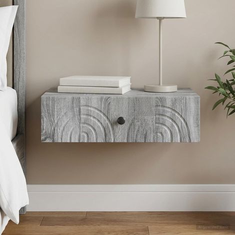 vidaXL Mesa Lateral Montada en la Pared 59 x 34,5 x 17 cm Gris Sonoma (1/5)