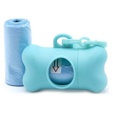 Dispensador de bolsas recoge cacas perro 15 bolsas  Azul (1/4)