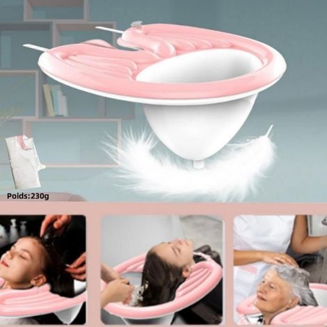 Lavabo portatile gonfiabile con pompa, bacinella per shampoo, vasca per il lavaggio della testa per anziani, disabili e donne in gravidanza. (1/4)