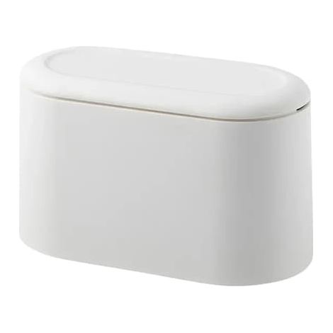 Boîte de rangement de bureau simple/mini-boîte de rangement avec couvercle à ouverture automatique, idéale pour une coiffeuse, un bureau à domicile, une chambre, un salon, etc. (Blanc) (1/5)