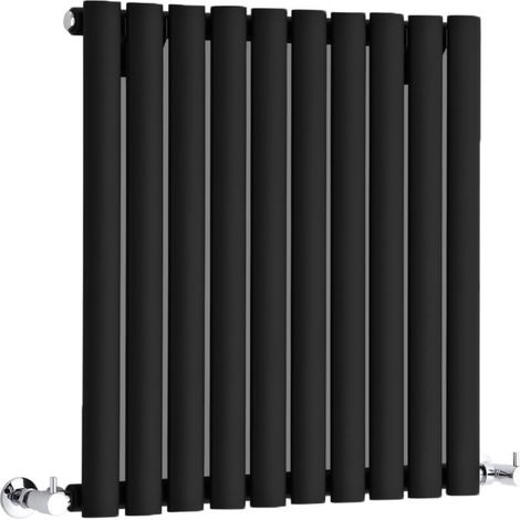 Milano Aruba Black Horizontal Single Oval Panel Radiator - 635mm x 595mm (1/5)