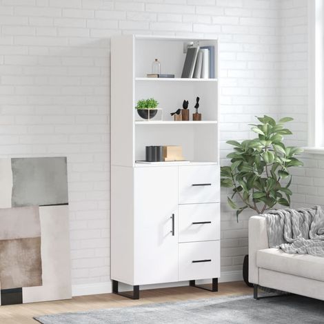 Buffet de Salon,Buffet Commode industriel haut Blanc 69,5x34x180 cm Bois d'ingénierie -QS41033 (1/5)