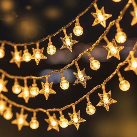 Outdoor LED String Lights - 6m 40 LEDs - PVC - Warm White - Battery Operated